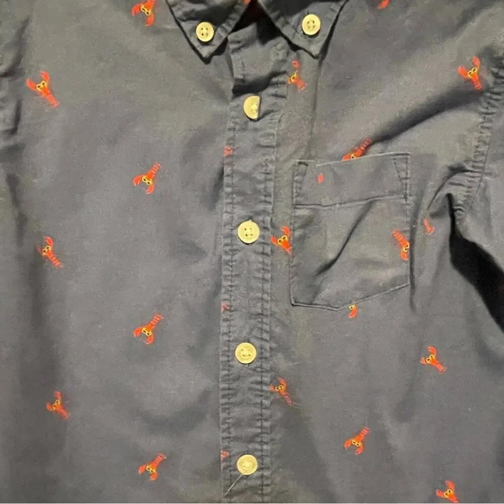 Old Navy Boys Button Down Blue with Red Lobster Critter Print Size XS/S